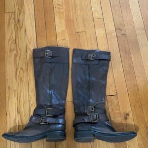 Brown leather riding boots